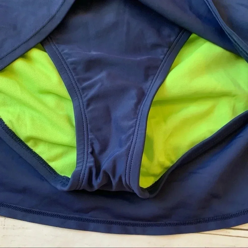 Adidas Swimsuit Skirt Bikini Bottom Navy Neon Size 16